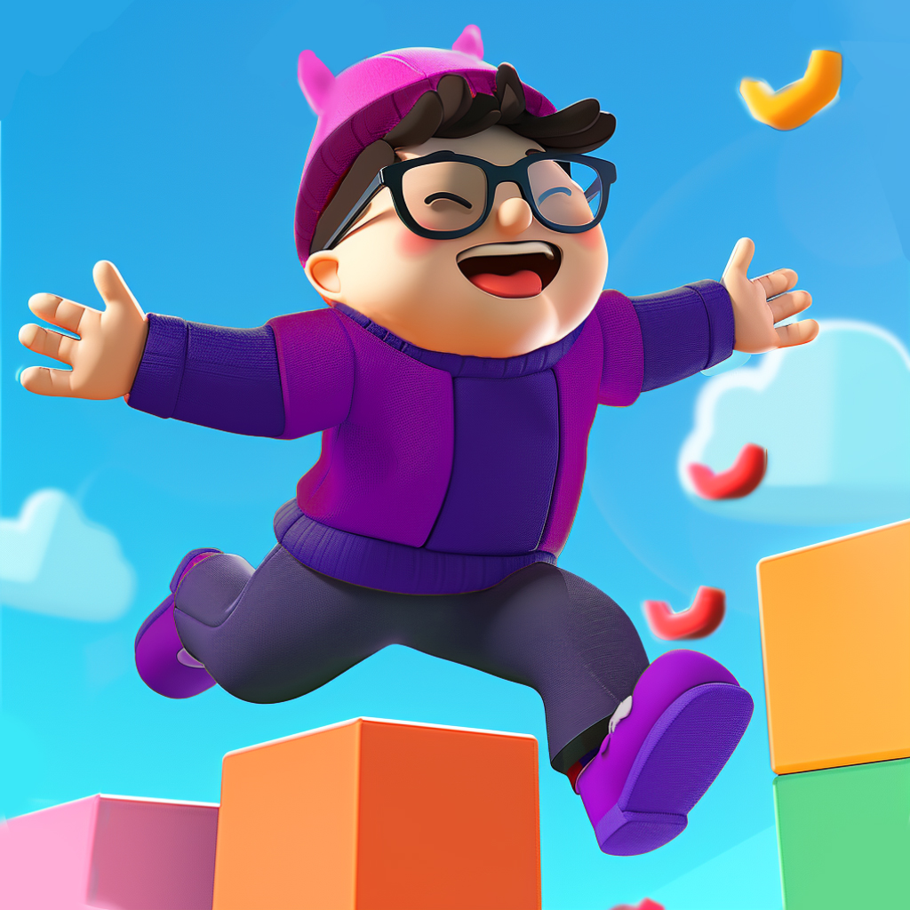 Fall Guys style game icon concept with playful character-driven branding