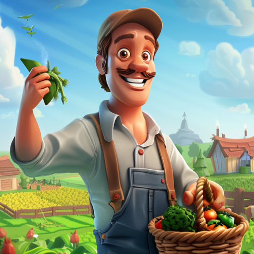 Farm Game Concept app icon featuring a stylized farm character and clear, colorful branding for a casual mobile game