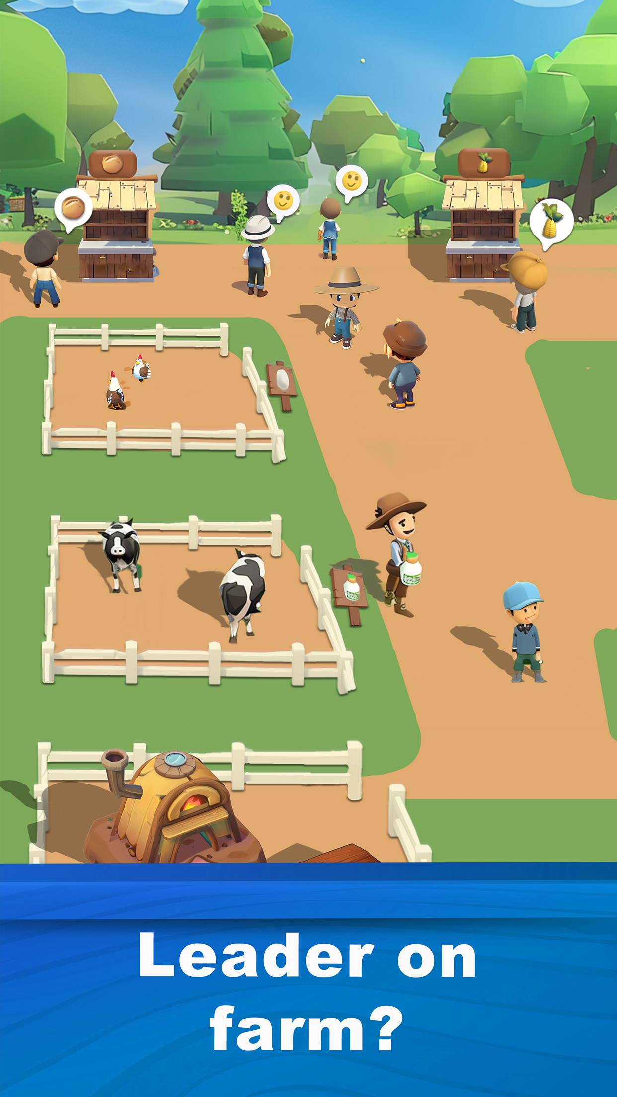 Gameplay scene highlighting stylized environment direction, character interactions, and clean task-based interface elements