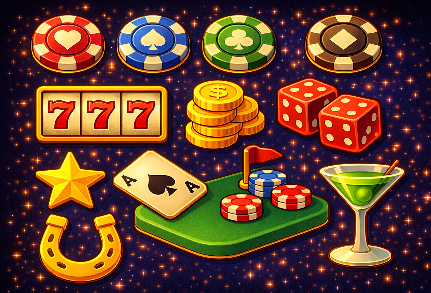 Lucky Fruits primary UI elements sheet with buttons and interface frames