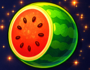Close-up of the Lucky Fruits watermelon symbol rendered for slot gameplay clarity