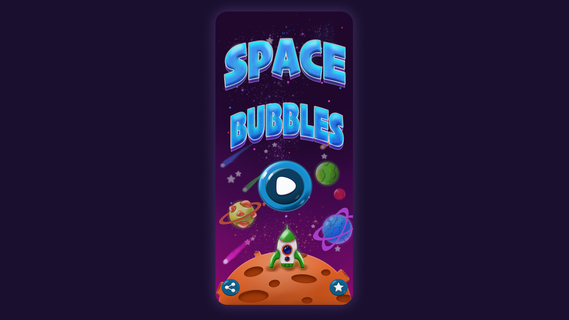 Space Bubbles mobile bubble-shooter UI concept hero screen
